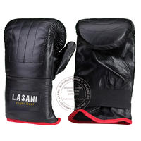 Boxing Punching Bag Gloves Black Leather 