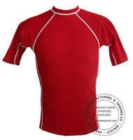 Red Shorts Sleeves Rash Guards 