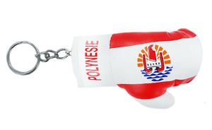 French Polynesia Tahiti Boxing Gloves Flag Key Chain