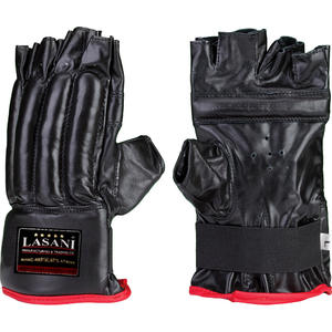 FINGER LESS LEATHER PUNCH BAG GLOVES - BLACK